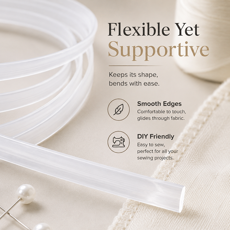 Textile Sewing Support - 30Meters 4-12mm Clear PP Plastic Corset