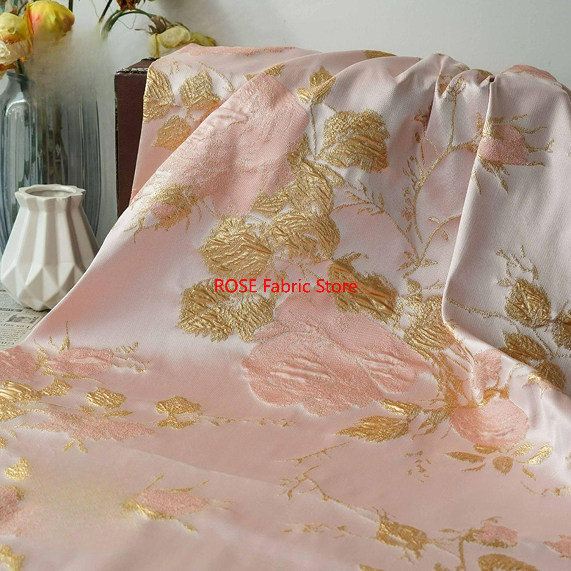 1 meter 3D Relief Gold Silk Fl - Sewing Jackets review and price