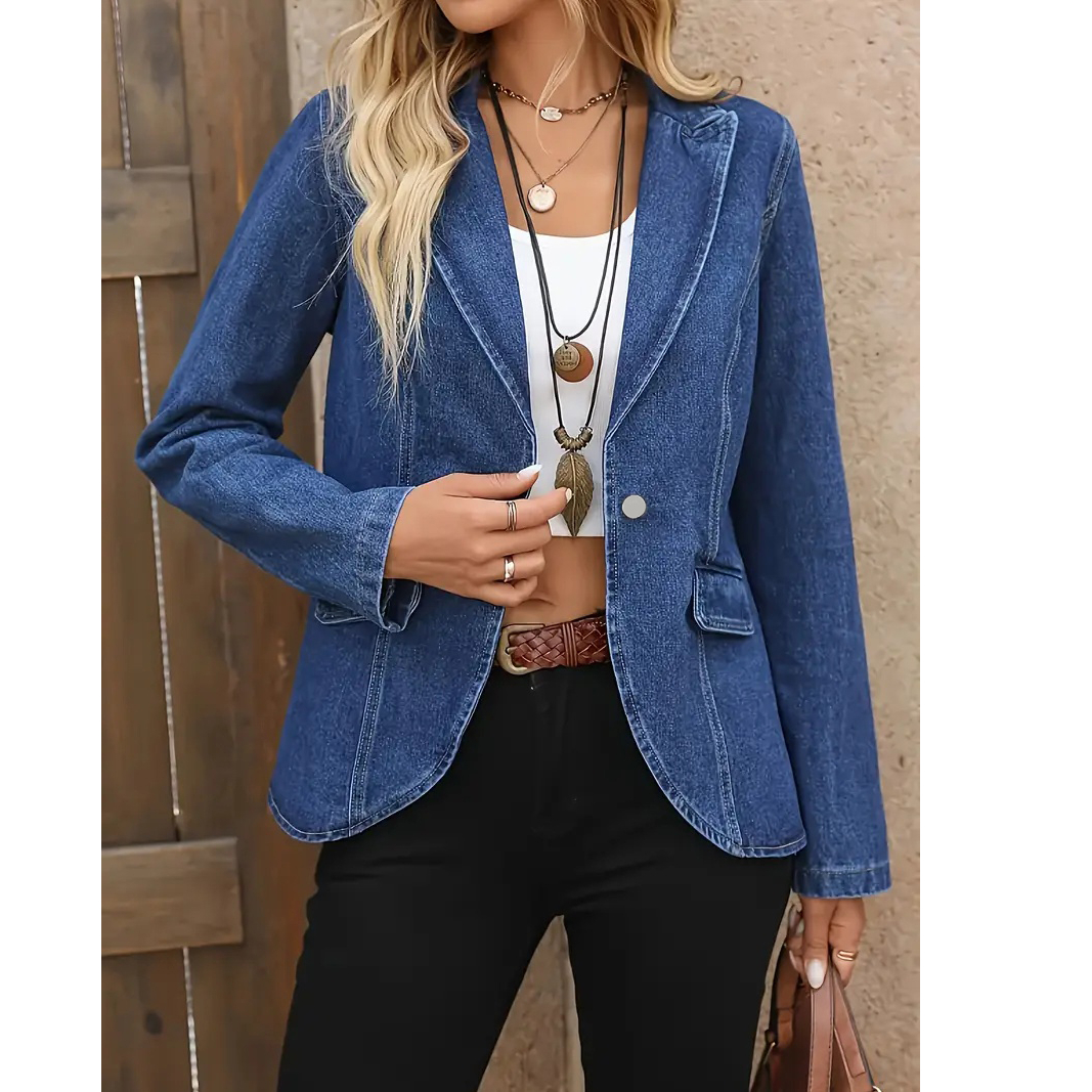 Women's Denim Blazer Jacket Pl - Sewing Jackets review and price