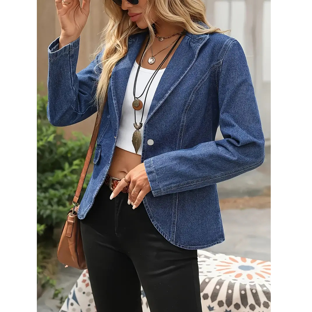 Women's Denim Blazer Jacket Pl - Sewing Jackets review and price