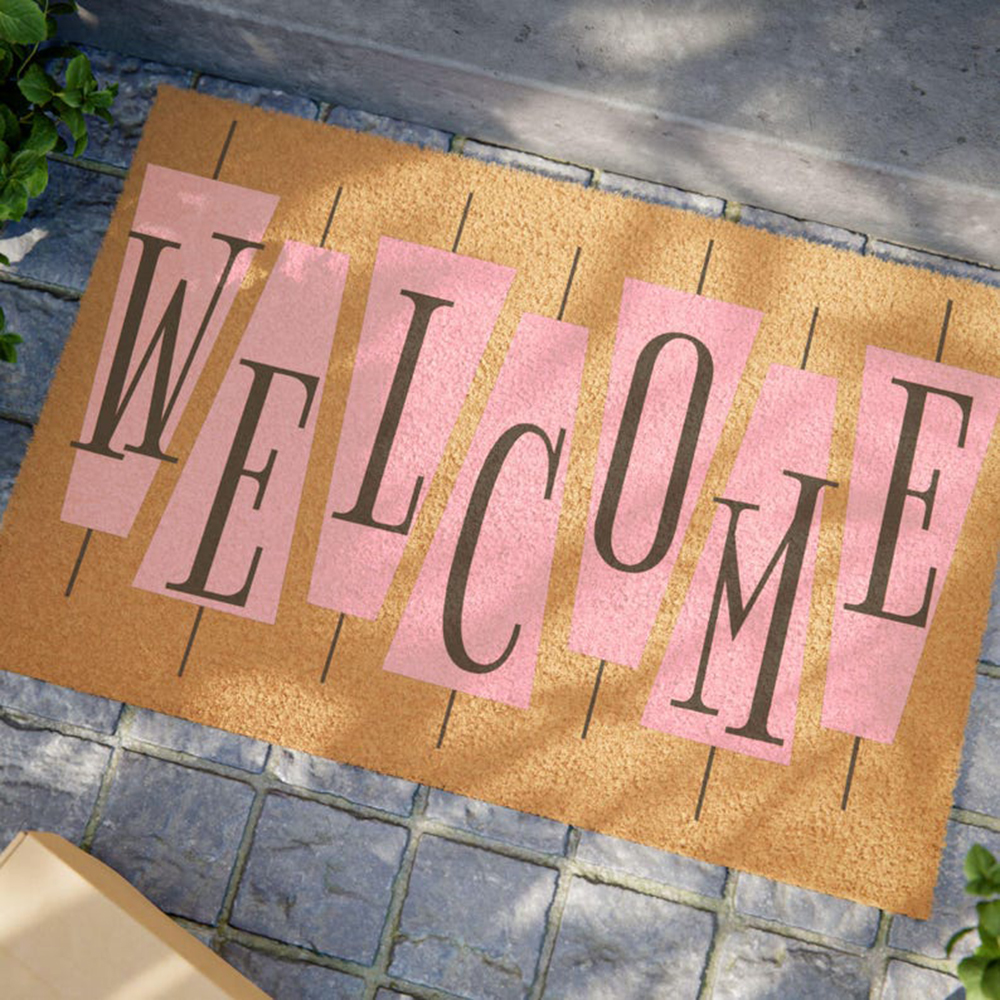 Retro Pink Cute Doormat Welcom - Century Textile & Sewing Supply Avenue C North Saskatoon Sk review and price