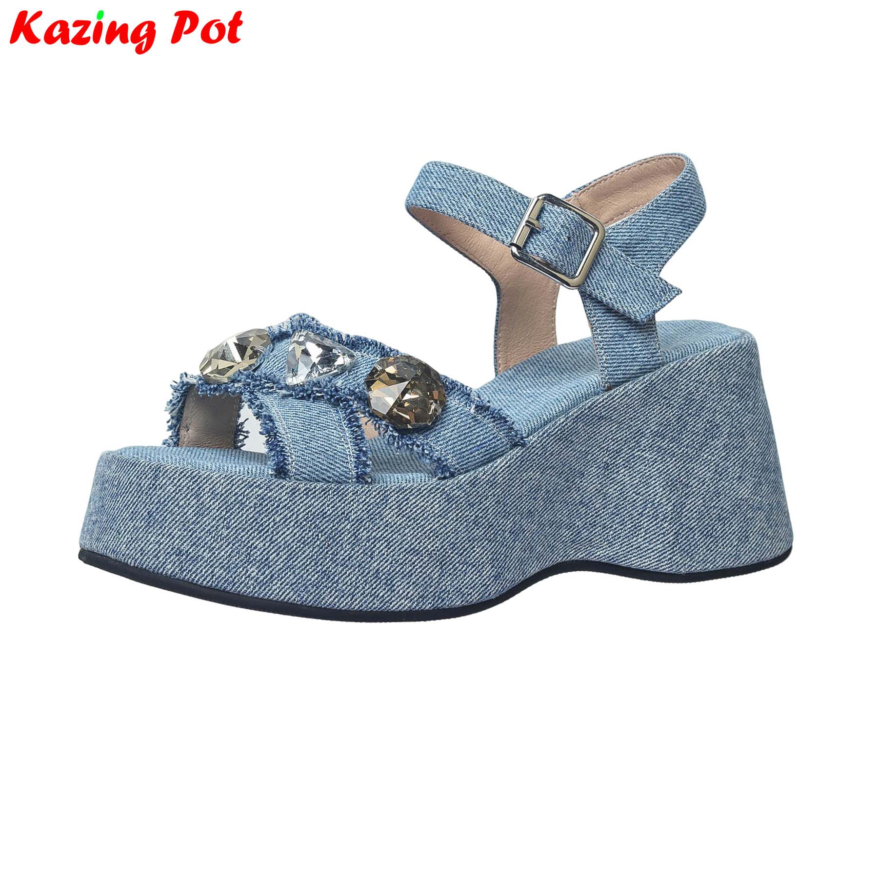 Krazing Pot Denim Peep Toe Pla - Sewing Cloth review and price