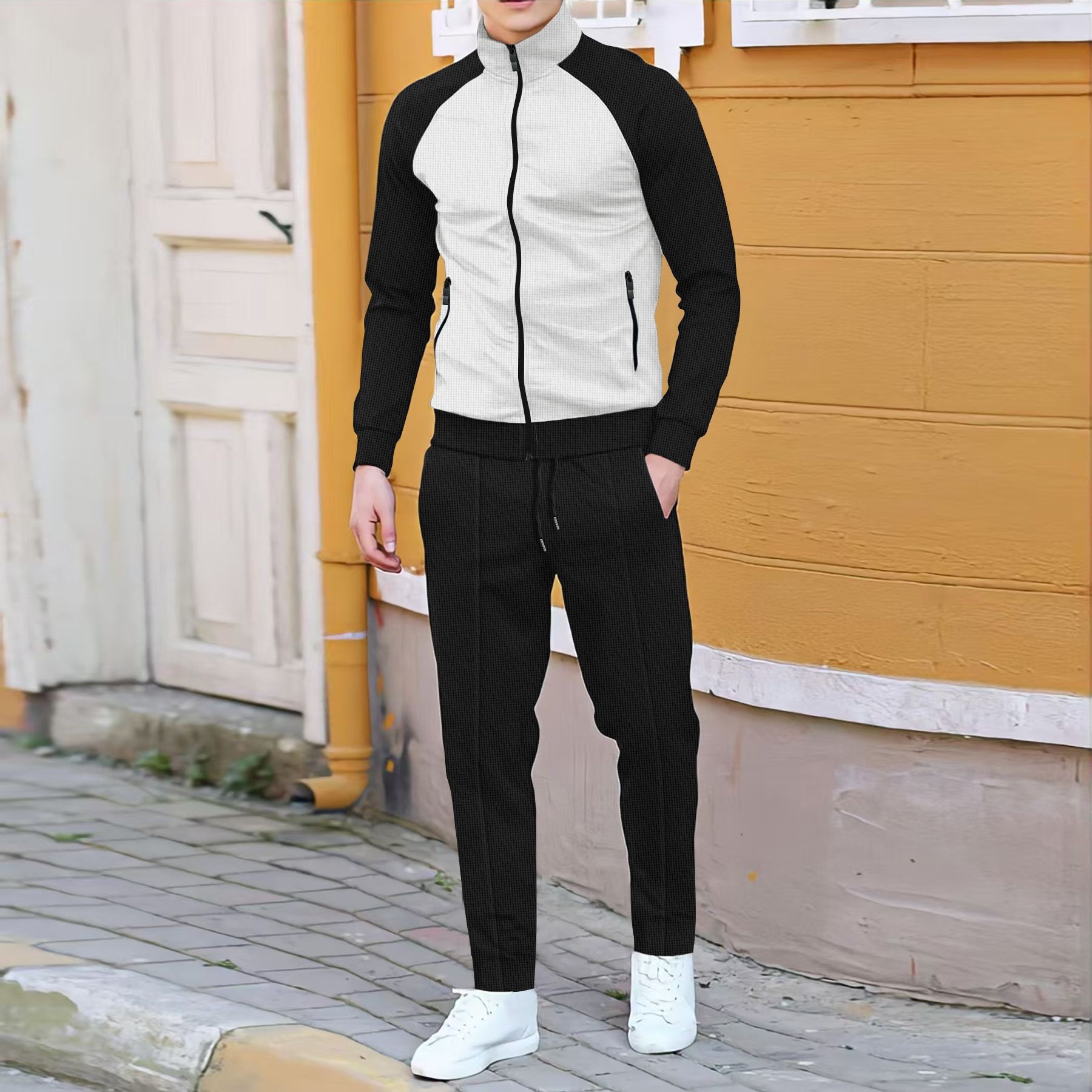 Men Casual Waffle Knit Track S - Sewing Jackets review and price