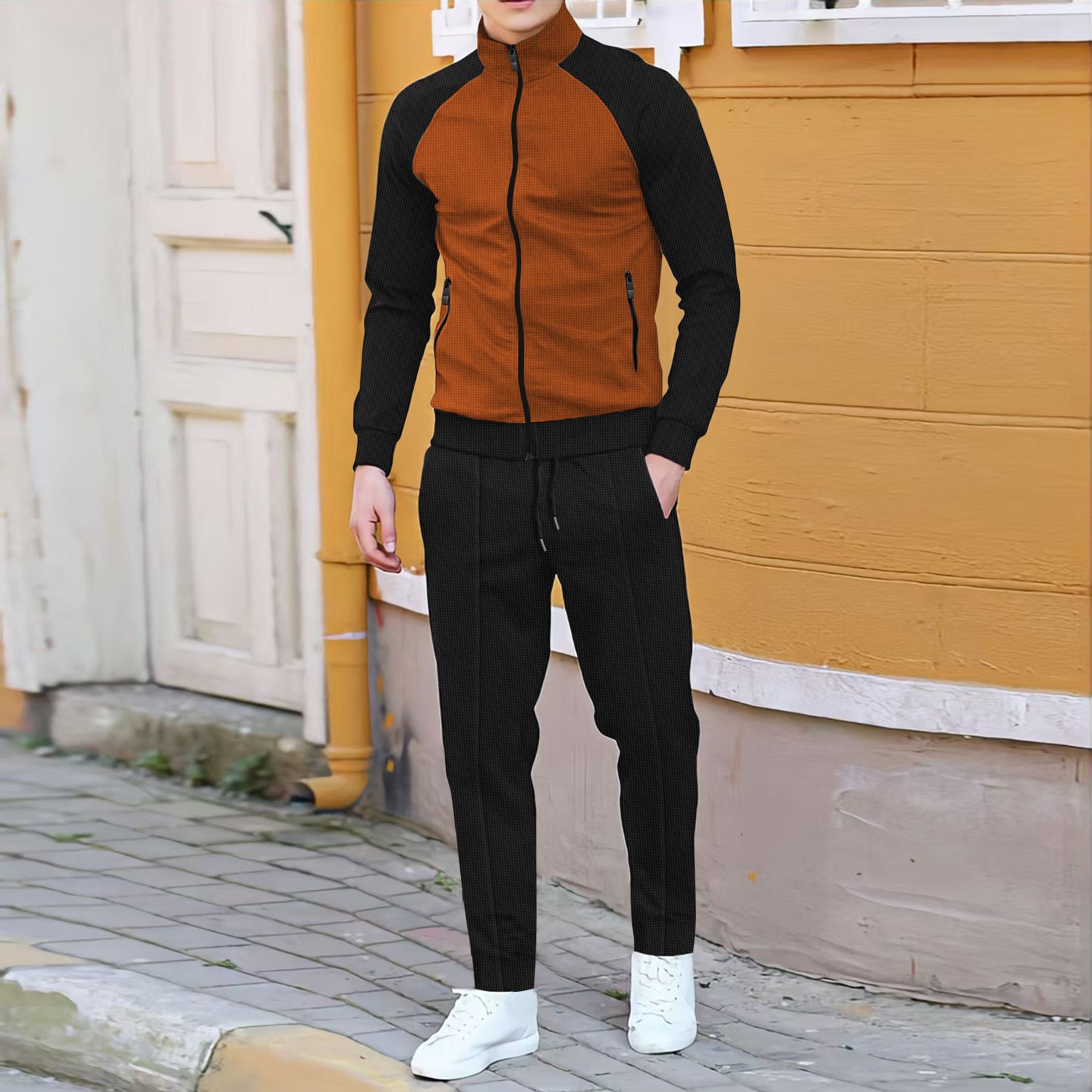 Men Casual Waffle Knit Track S - Sewing Jackets review and price