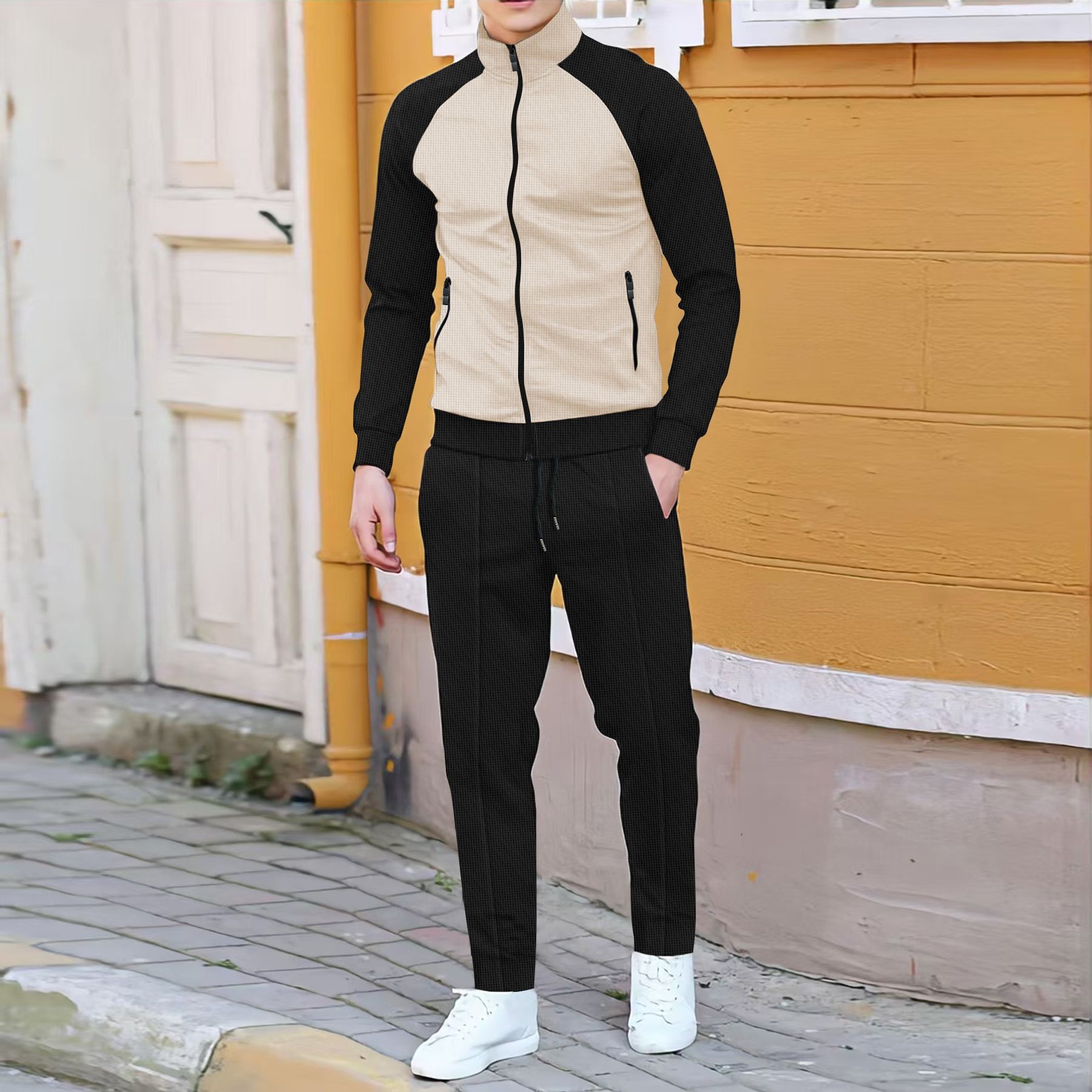 Men Casual Waffle Knit Track S - Sewing Jackets review and price