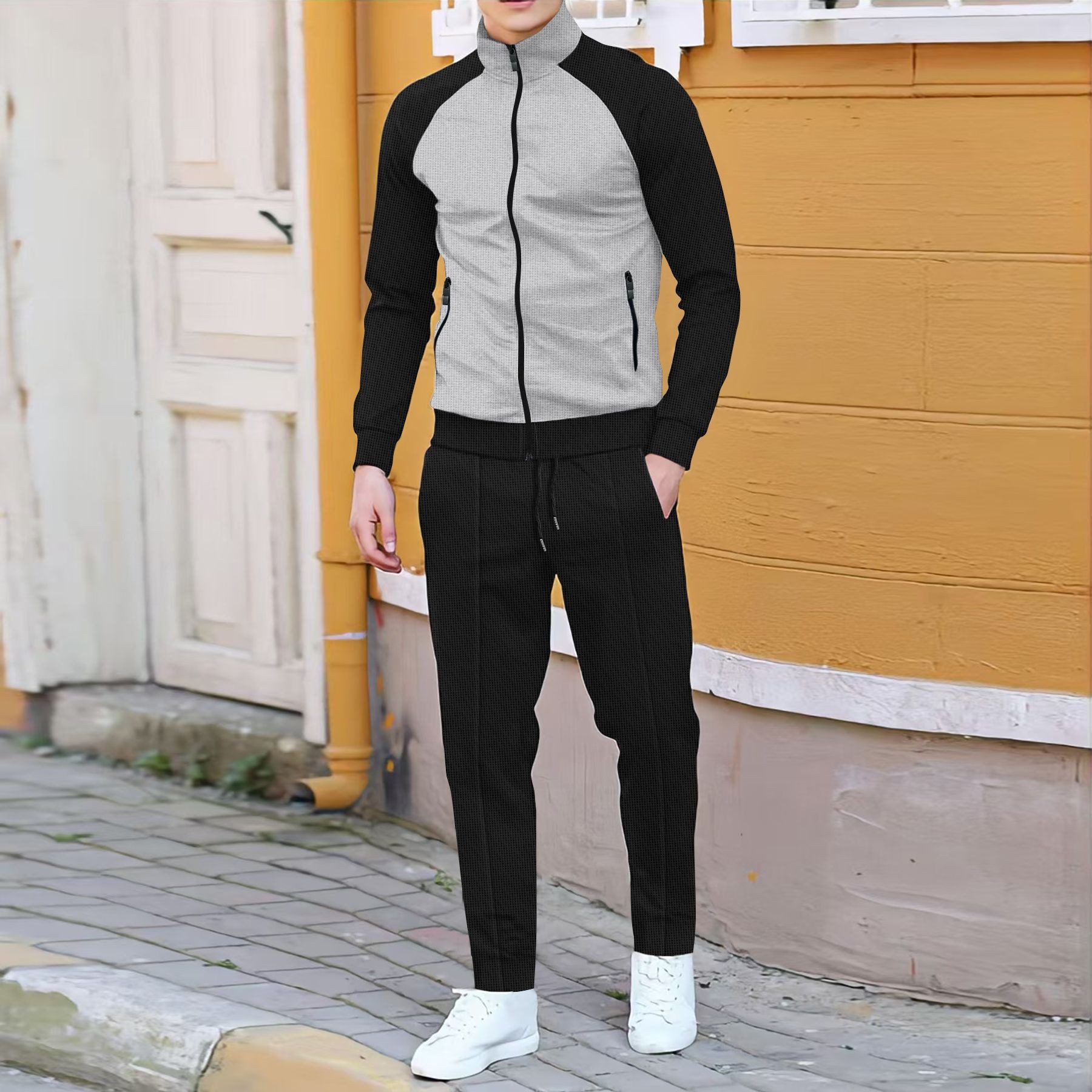 Men Casual Waffle Knit Track S - Sewing Jackets review and price